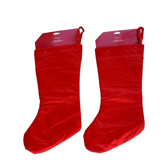 Winter Wonder Red Christmas Stockings Set 2 Satin Love Couple Sequin Starburst - Picture 3 of 11